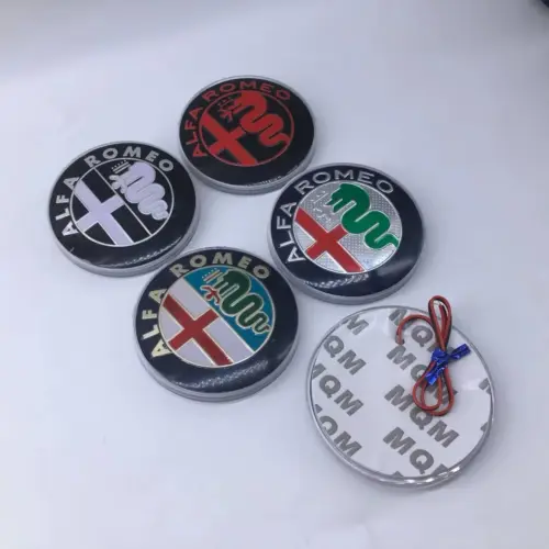 1x Alfa Romeo LED Plakette 75mm Emblem für Kühlergrill Schriftzug LOGO BLAU beleuchtet Heck Deckel Klappe für viele Modelle