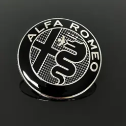 Alternative view of 1x Alfa Romeo NEW BLACK Plakette 74mm Emblem Schriftzug LOGO selbstklebend in ALU schwarz 7,4cm für viele Modelle