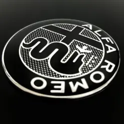 1x Alfa Romeo NEW BLACK Plakette 74mm Emblem Schriftzug LOGO selbstklebend in ALU schwarz 7,4cm für viele Modelle – Bild 3