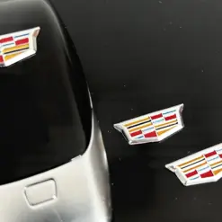 1x Cadillac Schlüssel 21x8mm Aufkleber ALU Schlüssellogo Emblem Schriftzug LOGO Patch – Bild 3