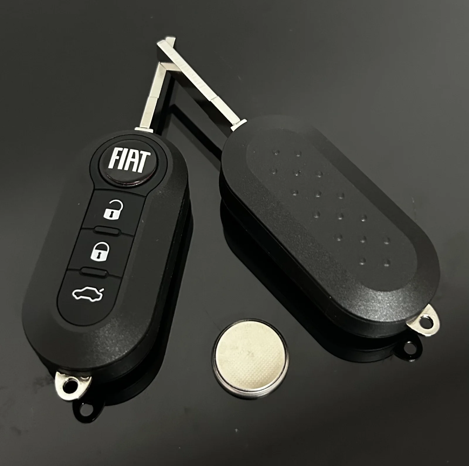 1x FIAT 500 Funkschlüssel LOGO Batterie SCHWARZ Autoschlüssel Fahrzeugschlüssel Schlüssel Fernbedienung