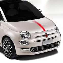 1x für Abarth FIAT 500 Emblem Schild Aufkleber ROT Motorhaube Streifen 595 500C – Bild 4