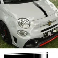 1x für Abarth FIAT 500 Emblem Schild Aufkleber SCHWARZ glänzend für Motorhaube Streifen auch Cabrio 500C – Bild 3