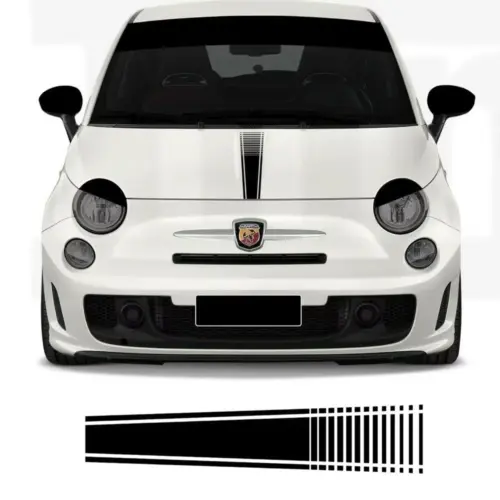 1x für Abarth FIAT 500 Emblem Schild Aufkleber SCHWARZ glänzend für Motorhaube Streifen auch Cabrio 500C
