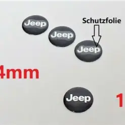 1x für JEEP 14mm Schlüsselloge Aufkleber selbstklebend Logo Emblem für Schlüssel