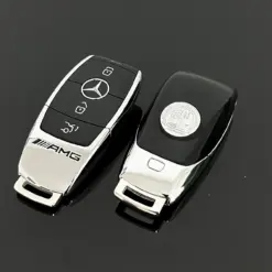 1x für MERCEDES Funkschlüssel in AMG METALL Chrom schwarz Gehäuse Autoschlüssel Fahrzeugschlüssel Schlüssel Fernbedienung