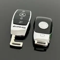 1x für MERCEDES Funkschlüssel in AMG METALL Chrom schwarz Gehäuse Autoschlüssel Fahrzeugschlüssel Schlüssel Fernbedienung – Bild 5