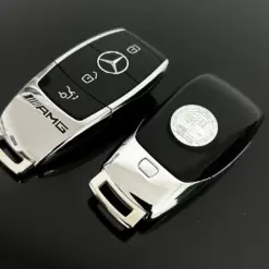 1x für MERCEDES Funkschlüssel in AMG METALL Chrom schwarz Gehäuse Autoschlüssel Fahrzeugschlüssel Schlüssel Fernbedienung – Bild 6