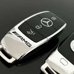 1x für MERCEDES Funkschlüssel in AMG METALL Chrom schwarz Gehäuse Autoschlüssel Fahrzeugschlüssel Schlüssel Fernbedienung – Bild 7