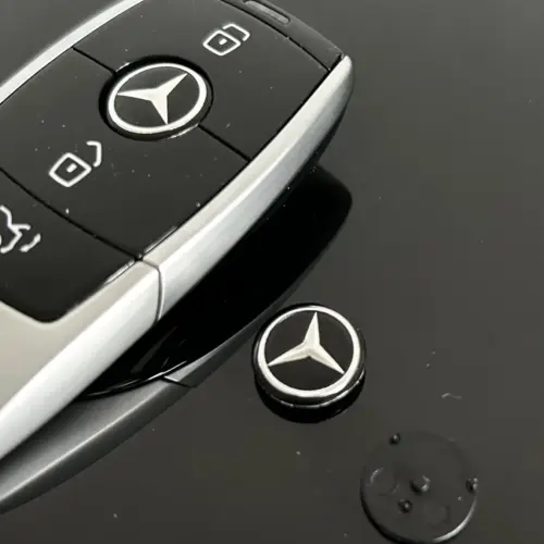 1x für MERCEDES Schlüsselemblem für Gehäuse wie abgebildet glänzend schwarz Schlüssellogo Emblem Schriftzug LOGO Stern