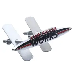 1x für MINI Cooper WORKS Kühler Grill Emblem 9cm Chrom Logo Schild METALL – Bild 5