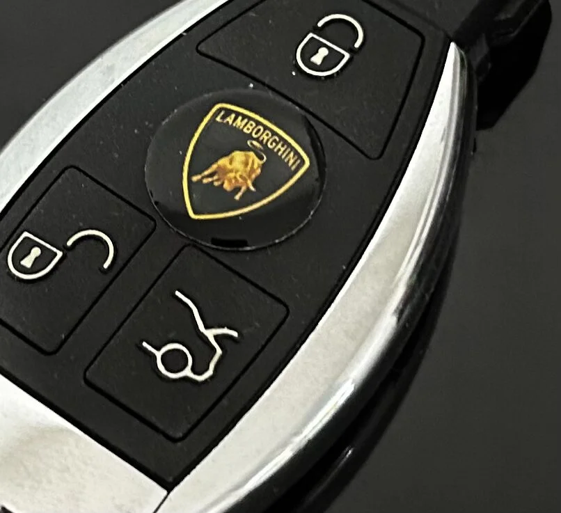 1x LAMBORGHINI Schlüsselemblem 14mm Schlüssellogo Emblem Schriftzug LOGO Aufkleber für Autoschlüssel – Bild 2