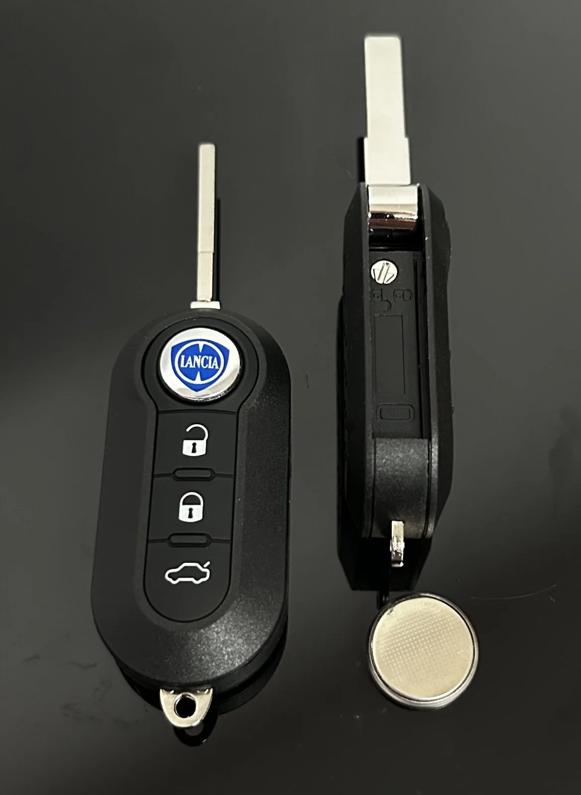 1x LANCIA Funkschlüssel LOGO Batterie SCHWARZ Autoschlüssel Fahrzeugschlüssel Schlüssel Fernbedienung – Bild 3