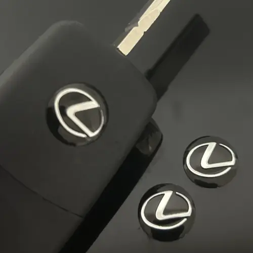 1x LEXUS 14mm Aufkleber ALU Schlüssellogo Emblem Schriftzug schwarz Schlüsselemblem