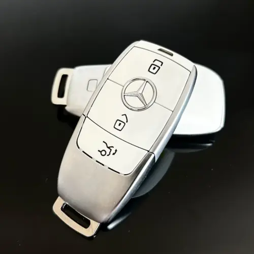 1x MERCEDES Funkschlüssel METALL mit Stern weiß Gehäuse Autoschlüssel Fahrzeugschlüssel Schlüssel Fernbedienung