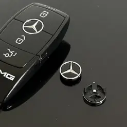 1x MERCEDES Schlüsselemblem für Gehäuse wie abgebildet glänzend schwarz Schlüssellogo Emblem Schriftzug LOGO original Stern