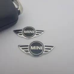 Alternative view of 1x MINI Aufkleber 3D Schlüssellogo 21mm Emblem Schriftzug Logo ALU