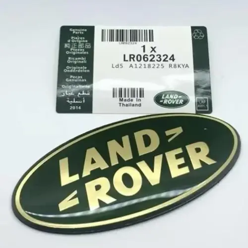 1x neu LAND ROVER Emblem + Trägerplatte 9 x 4,9cm grün/gold Emblem Schriftzug Logo Heck Grill LR053190 DAH100680 LR088950 – Bild 6