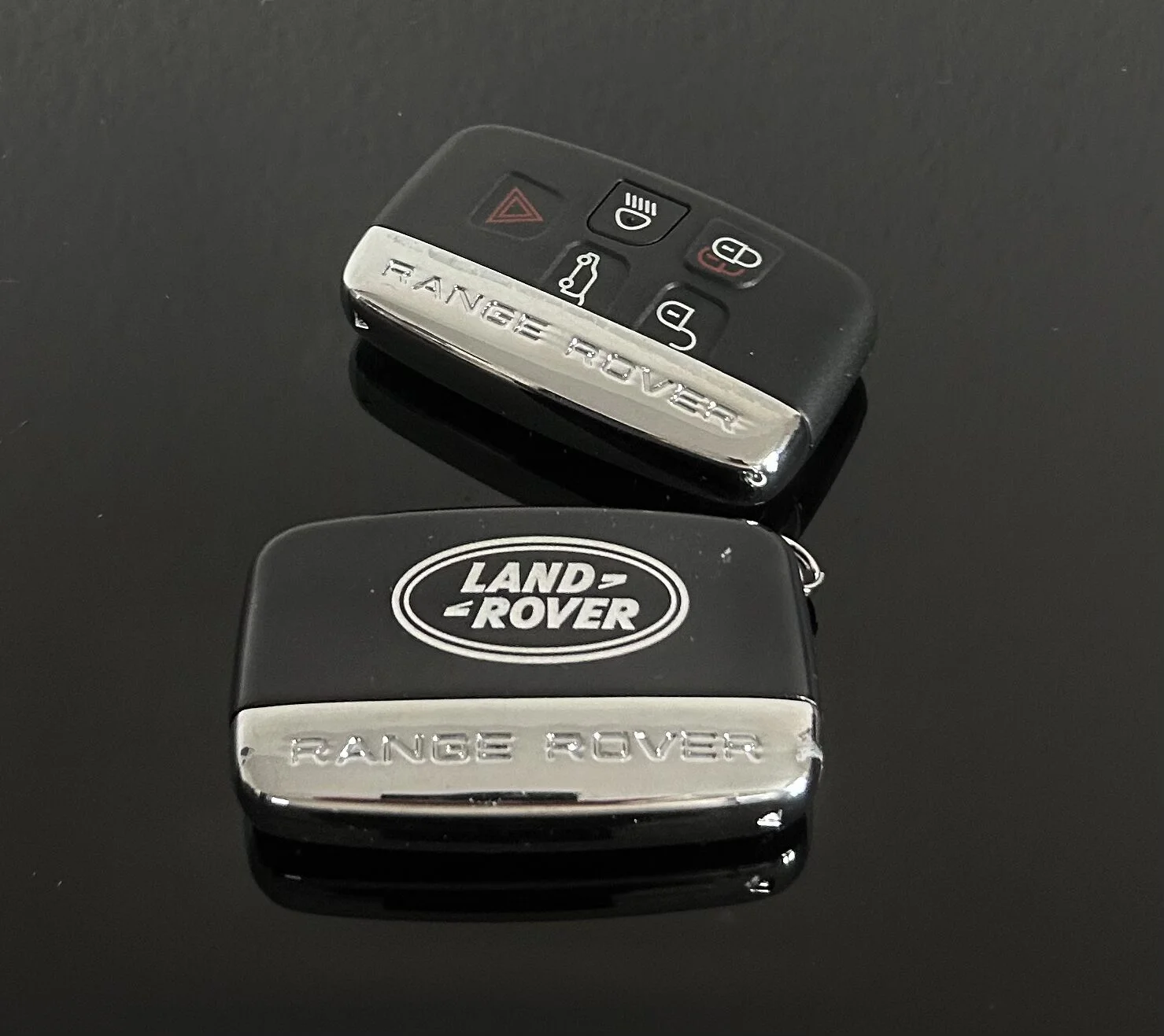 1x NEU Range Land Rover EDITION Schlüsselgehäuse 4 Tasten Metall Kunststoff schwarz mit Logo Emblem