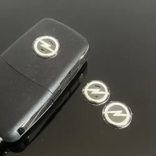 1x OPEL Schlüssel 14mm Aufkleber ALU Schlüssellogo Emblem Schriftzug LOGO