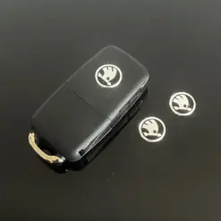 1x SKODA new Schlüssel 14mm Aufkleber ALU Schlüssellogo Emblem Schriftzug LOGO