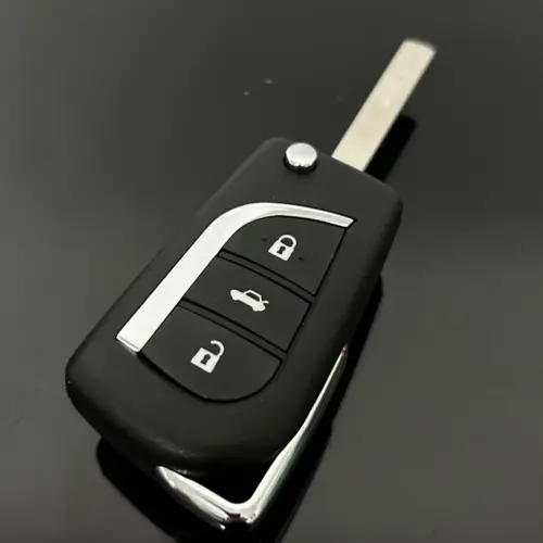 1x TOYOTA Autoschlüssel + Emblem Logo Fahrzeug Schlüsselgehäuse Fernbedienung Toyota Corolla RAV4 bis 2013 Aygo Hilux