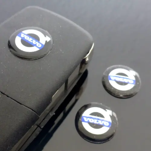 1x VOLVO Aufkleber 3D Schlüssellogo 14mm Emblem Schriftzug Logo ALU