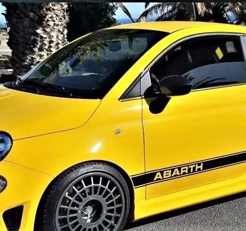 2 für Abarth Aufkleber 60x14mm BIEGSAM Emblem Schilder Plakette Fiat 500 Punto
