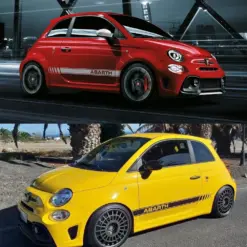 2x für Abarth 500 Emblem Schild Aufkleber ROT Schriftzug Logo Seitenstreifen 595 – Bild 3