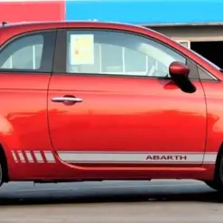 2x für Abarth 500 Emblem Schild Aufkleber ROT Schriftzug Logo Seitenstreifen 595 – Bild 4