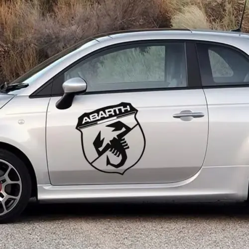 2x für Fiat ABARTH 50cm Emblem Schild Aufkleber Schriftzug schwarz