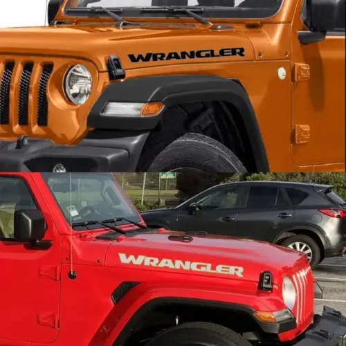 2x GRAU für Jeep WRANGLER Emblem Schild Aufkleber Motorhaube Streifen Grau glänzend – Bild 4
