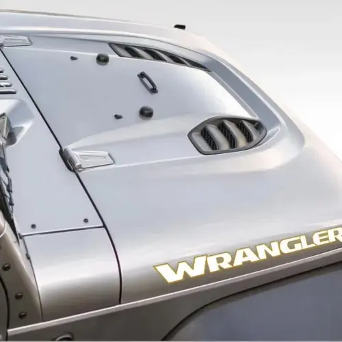 2x GRAU für Jeep WRANGLER Emblem Schild Aufkleber Motorhaube Streifen Grau glänzend – Bild 5