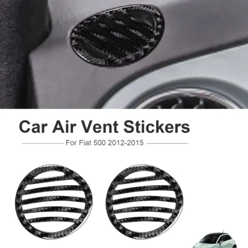 2x Lüftungsgitter innen CARBON Style Kohlefaser Design li + re Auto ABARTH FIAT 500 Abdeckung Leisten Armaturen