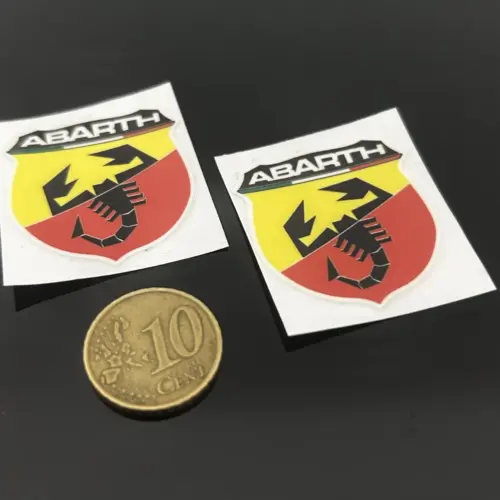 Alternative view of 3x kleines Abarth 500 595 695 Schild 33mm Emblem Logo Schriftzug Aufkleber