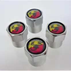 4x Ventilkappen ABARTH 500 595 695 EDELSTAHL Logo Reifen Kappen Reifenventilkappe Deckel CAP Venti