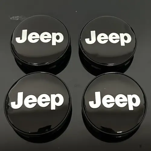 4x 50/56mm JEEP schwarz glänzend Felgendeckel Nabenkappen Rad Felgenkappen Nabendeckel Kappe