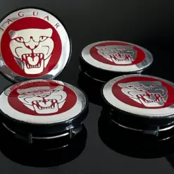 4x 56/55mm JAGUAR schwarz glänzend Rand Logo ROT/SILBER Felgendeckel Nabenkappen Rad Felgenkappen Nabendeckel Kappe – Bild 6