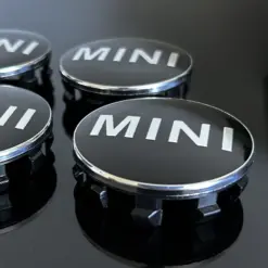 4x 56mm für MINI schwarz glänzend Rand silber Felgendeckel Nabenkappen Rad Felgenkappen Nabendeckel Kappe – Bild 2