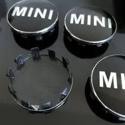 4x 56mm für MINI schwarz glänzend Rand silber Felgendeckel Nabenkappen Rad Felgenkappen Nabendeckel Kappe – Bild 3