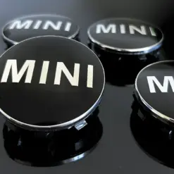 4x 56mm für MINI schwarz glänzend Rand silber Felgendeckel Nabenkappen Rad Felgenkappen Nabendeckel Kappe – Bild 4