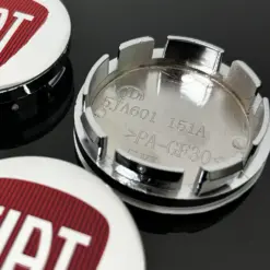 4x FIAT 500 Chrom/rot 56/50mm Radkappe Raddeckel Felgenabdeckung Kappen Nabenabdeckung für Alufelgen – Bild 2