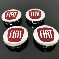 4x FIAT 500 Chrom/rot 56/50mm Radkappe Raddeckel Felgenabdeckung Kappen Nabenabdeckung für Alufelgen