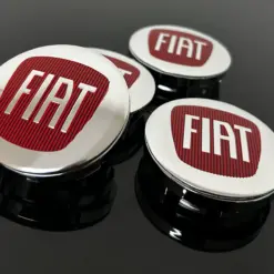 4x FIAT 500 Chrom/rot 56/50mm Radkappe Raddeckel Felgenabdeckung Kappen Nabenabdeckung für Alufelgen – Bild 4