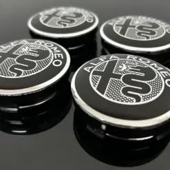 4x für ALFA ROMEO 60/55mm NEW BLACK Radkappe Raddeckel Felgenabdeckung Kappen Nabenabdeckung für Alufelgen – Bild 5