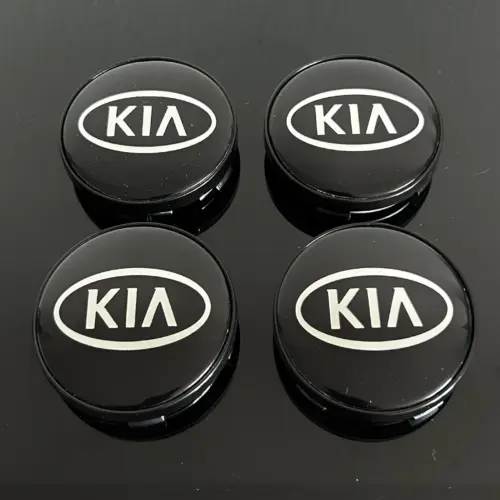 4x KIA 60/55mm NEW BLACK Radkappe BLAU Raddeckel Felgenabdeckung Kappen Nabenabdeckung für Alufelgen