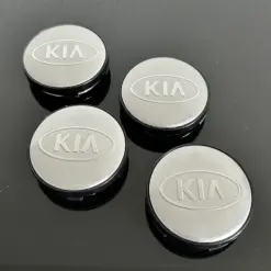 4x KIA 60/55mm SILBER METALLIC Radkappe BLAU Raddeckel Felgenabdeckung Kappen Nabenabdeckung für Alufelgen