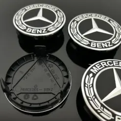 4x Mercedes 75mm NEW BLACK A1714000025 Radkappe Raddeckel Felgenabdeckung Kappen Nabenabdeckung für Alufelgen AMG – Bild 4