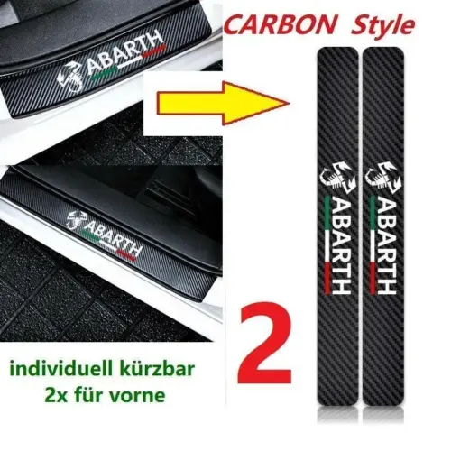 ABARTH Fiat 500 Punto Einstiegsfolie Leiste Schutzfolie CARBONSTYLE schwarz Logo