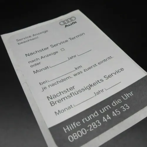 Audi Serviceaufkleber Inspektionsaufkleber Kundendienst Ölwechsel original AUDI